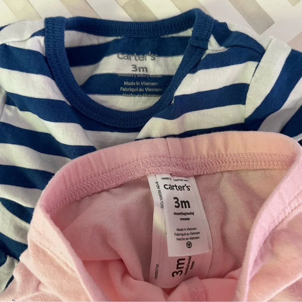 CARTERS Striped Top & Pink Leggings, 3mo - NWOT
